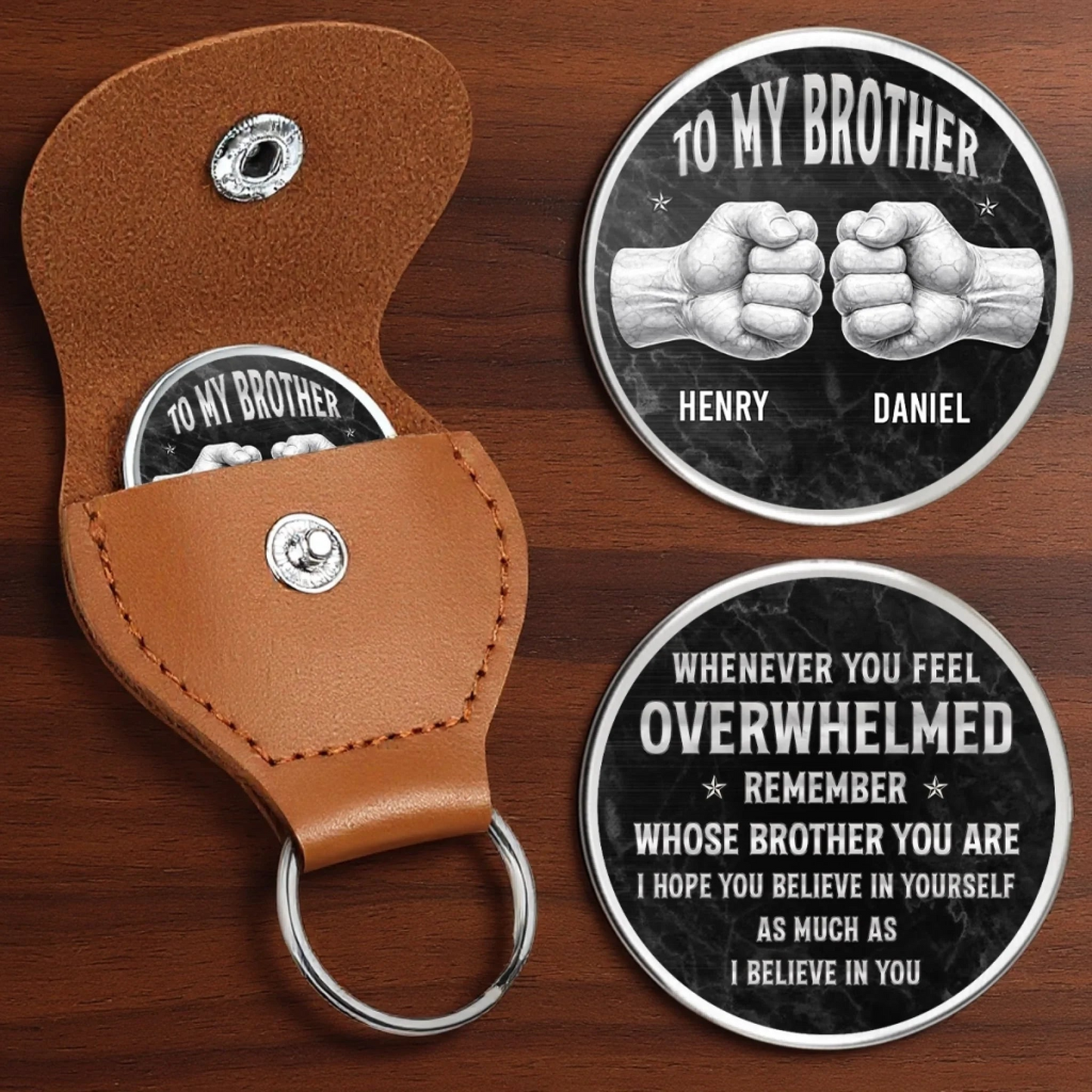 Custom Pocket Hug - Personalized Birthday Gifts For Brother - Stronger When Brothers Stand