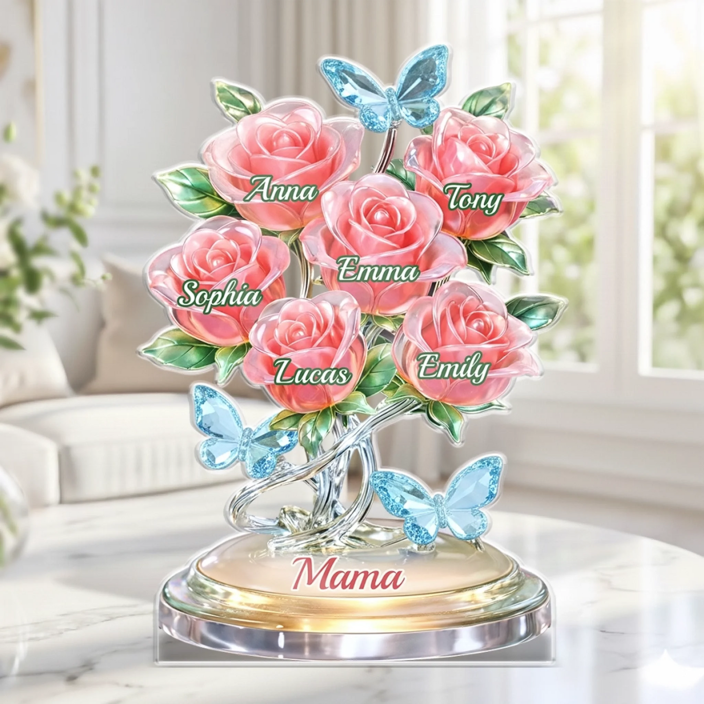 Custom Acrylic Plaque - Personalized Mother's Day Birthday Gifts For Mom, Grandma - A Family Bouquet, Forever Fresh