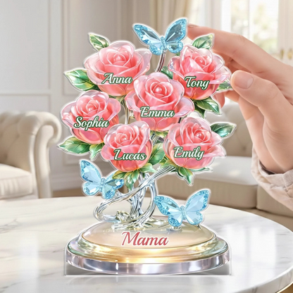 Custom Acrylic Plaque - Personalized Mother's Day Birthday Gifts For Mom, Grandma - A Family Bouquet, Forever Fresh