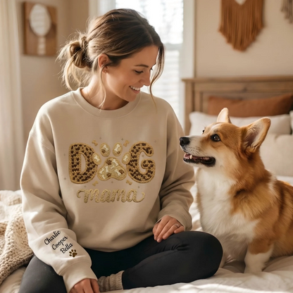 Custom Unisex Sweatshirt With Design On Sleeve - Personalized Birthday Gifts For Dog Cat Lovers, Dog Dad And Mom, Cat Owners - Love Begins With Paws
