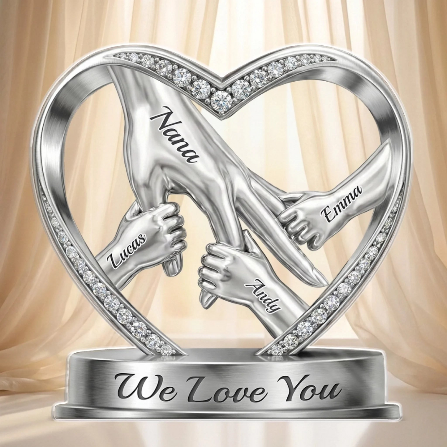 Custom Acrylic Plaque - Personalized Mother's Day Birthday Gifts For Mom, Grandma - Hands That Promise Forever