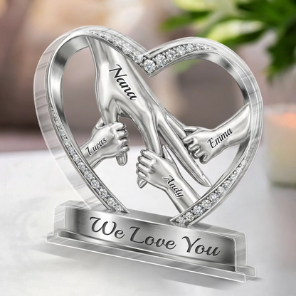 Custom Acrylic Plaque - Personalized Mother's Day Birthday Gifts For Mom, Grandma - Hands That Promise Forever