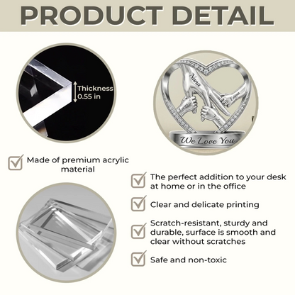 Custom Acrylic Plaque - Personalized Mother's Day Birthday Gifts For Mom, Grandma - Hands That Promise Forever