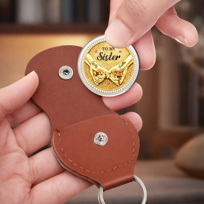 Custom Pocket Hug - Personalized Best Friend Birthday Gifts For Women, Besties, Sisters, BFF - Sisters Share One Heart