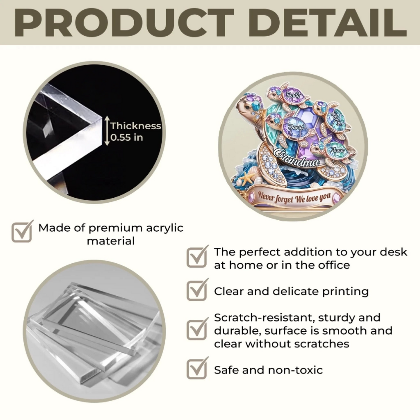 Custom Turtle Acrylic Plaque - Personalized Mother's Day Birthday Gifts For Mom, Grandma - A Journey Held By Love