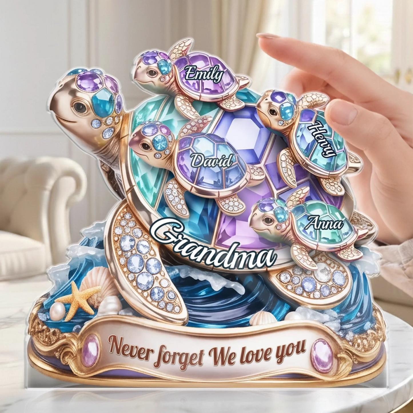 Custom Turtle Acrylic Plaque - Personalized Mother's Day Birthday Gifts For Mom, Grandma - A Journey Held By Love