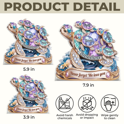 Custom Turtle Acrylic Plaque - Personalized Mother's Day Birthday Gifts For Mom, Grandma - A Journey Held By Love