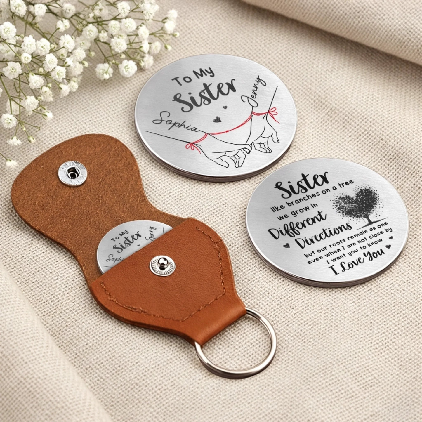 Custom Pocket Hug - Personalized Best Friend Birthday Gifts For Women, Besties, Sisters, BFF - Sisters Make Everything Better