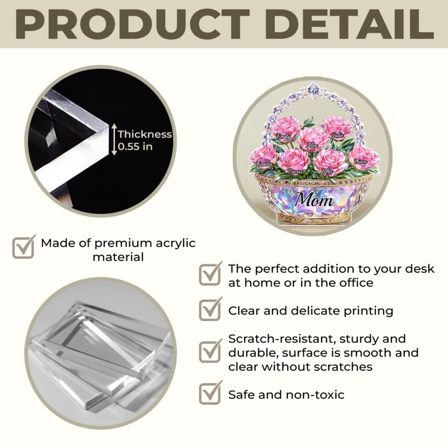 Custom Acrylic Plaque - Personalized Mother's Day Gifts For Mom, Grandma - Mom Is My Home