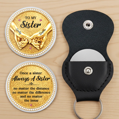 Custom Pocket Hug - Personalized Best Friend Birthday Gifts For Women, Besties, Sisters, BFF - Sisters Share One Heart