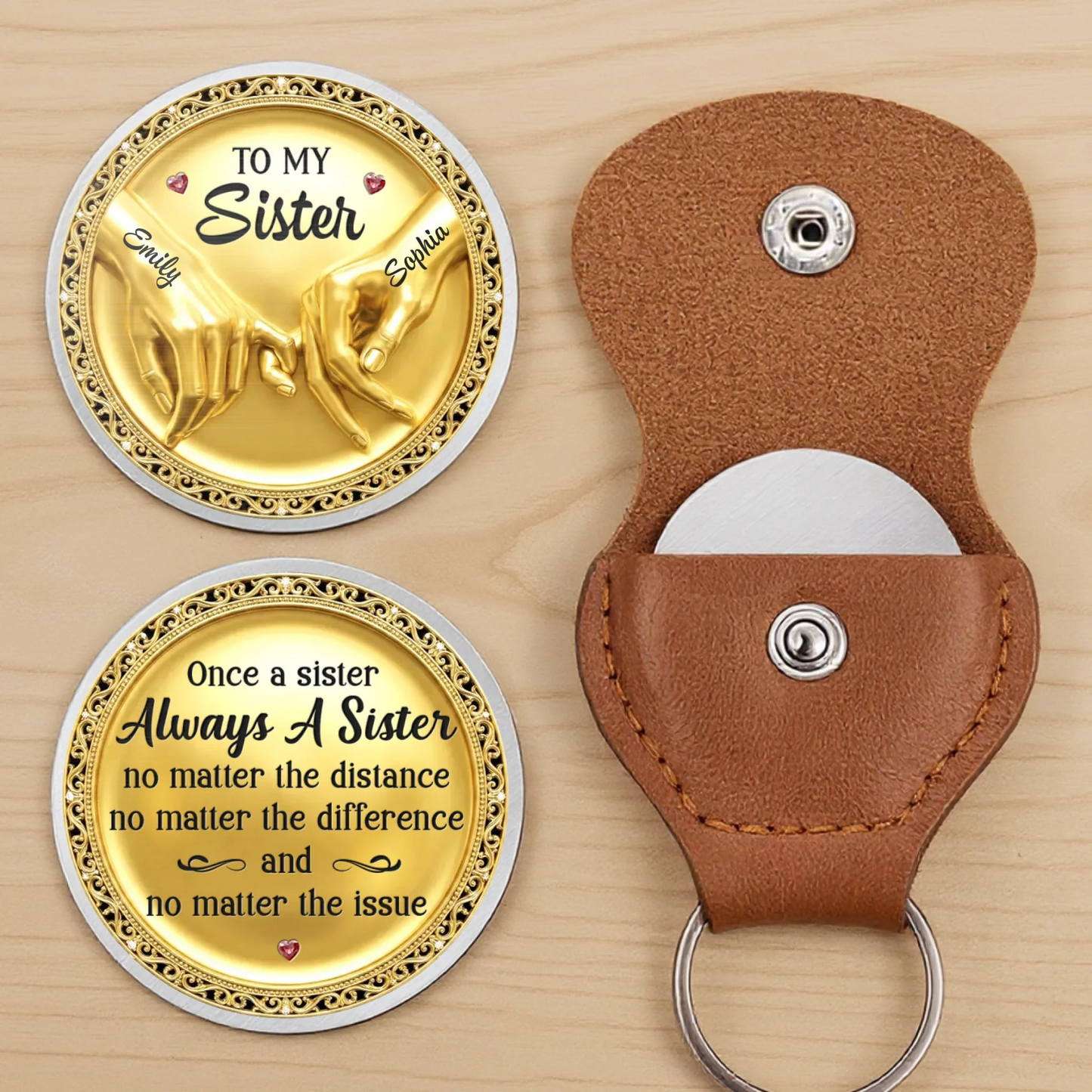 Custom Pocket Hug - Personalized Best Friend Birthday Gifts For Women, Besties, Sisters, BFF - Strong Souls Called Sisters