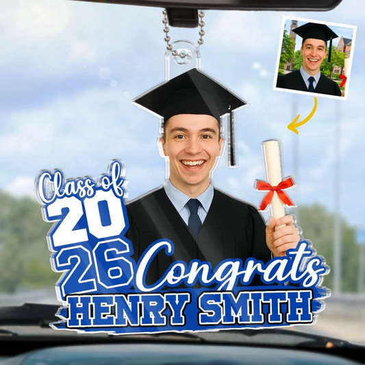 Custom Photo Proud Beyond Words - Family Personalized Custom Car Ornament - Acrylic Custom Shaped - Graduation Gift For Family Members, Siblings, Brothers, Sisters