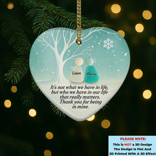 Personalized Heart Shaped Ceramic Ornament - Custom Name