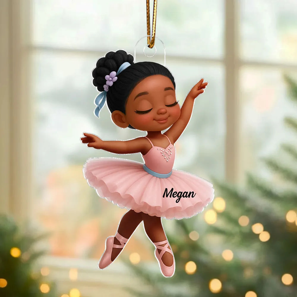 3D Effect Little Girl Balletina Dance Personalized Christmas Ornament