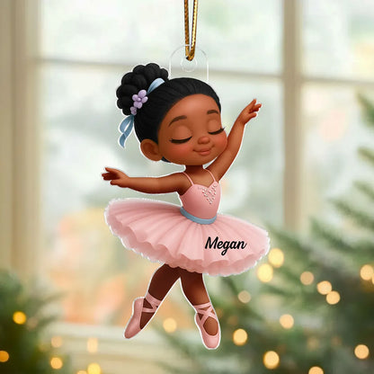 3D Effect Little Girl Balletina Dance Personalized Christmas Ornament