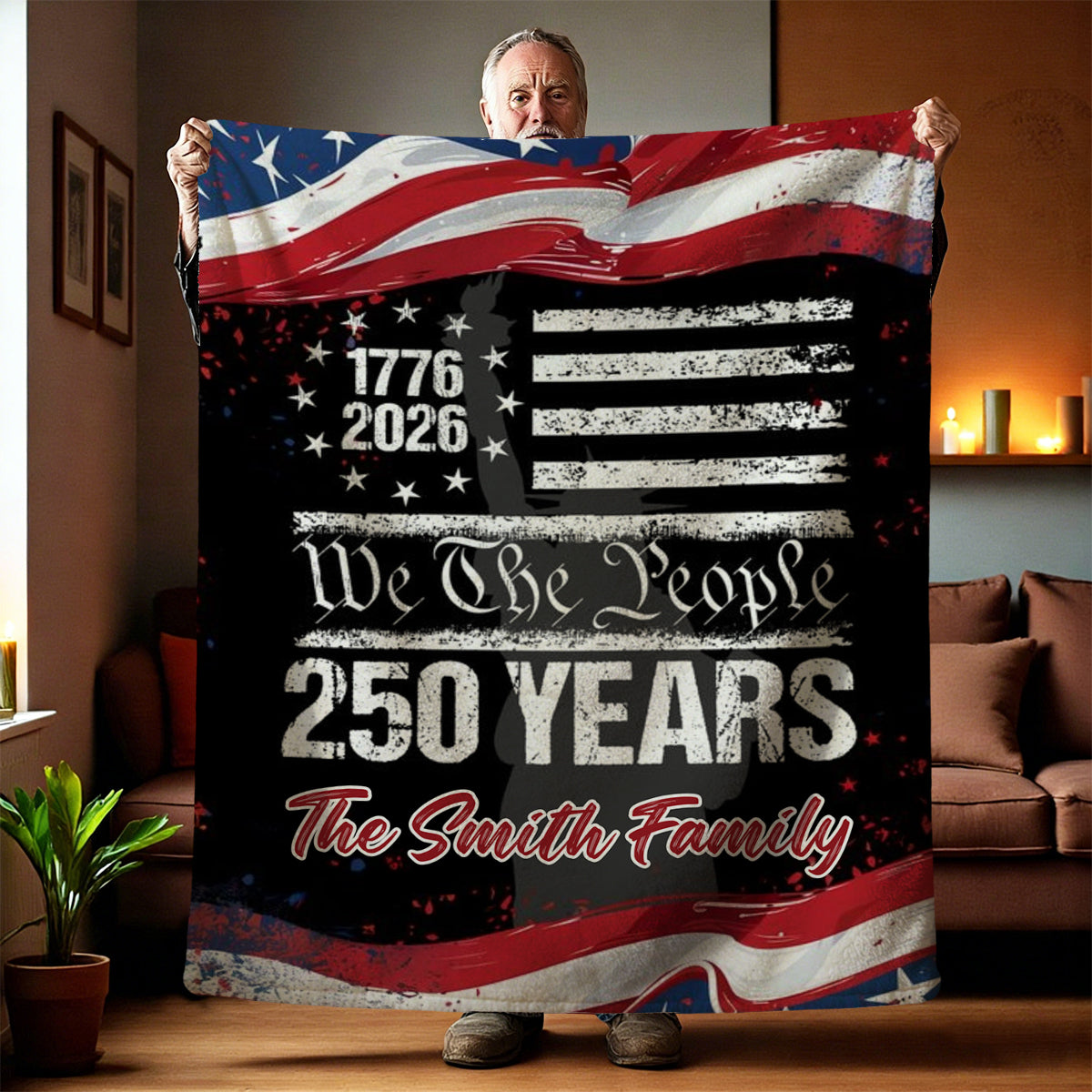 250 Years USA 250th Birthday 1776-2026 Personalized Blanket Gift for Family