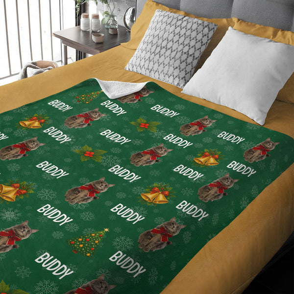 Custom Cat Photo Blanket For Christmas - Perfect Holiday Gift For Cat Lovers