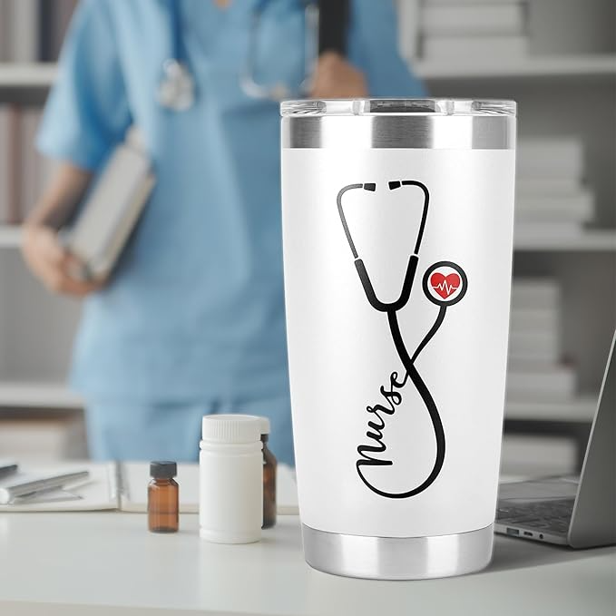 Nurse Tumbler - 20 oz Graduation Thank You Nurse Week Gift CNA RN ER ICU L&D EMT LPN CCU Nutrition Facts Cup