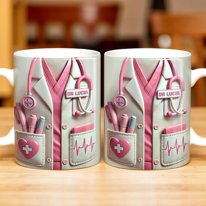Medical Appreciation Design With Stethoscope - Personalized 3D Effect Coffee Mug, DOCTOR Medical Mug, Gift for Doctors Medical Student Gifts for Men, Doctor's Day Md Graduation Gifts for Graduates
