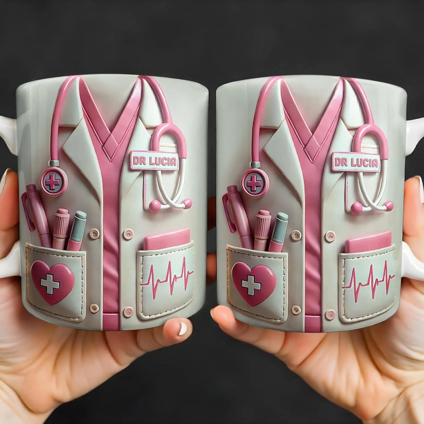 Medical Appreciation Design With Stethoscope - Personalized 3D Effect Coffee Mug, DOCTOR Medical Mug, Gift for Doctors Medical Student Gifts for Men, Doctor's Day Md Graduation Gifts for Graduates