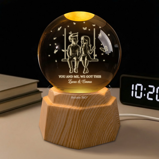 Custom 3D Crystal Ball Lamp - Romantic Gifts for Couples