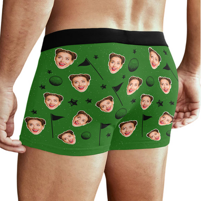 Custom Photo and Name Always Wash Your Balls Personalized Men's Boxer Briefs Valentine's Day For Golfers
