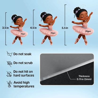 3D Effect Little Girl Balletina Dance Personalized Christmas Ornament