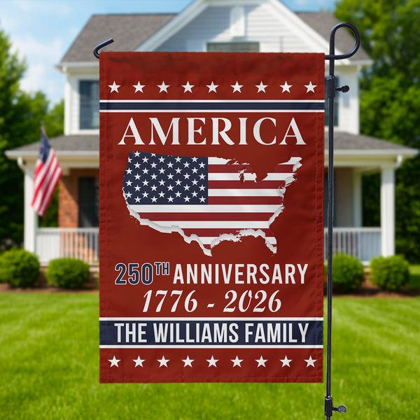 Personalized Family Name America 250th Anniversary Garden Flag