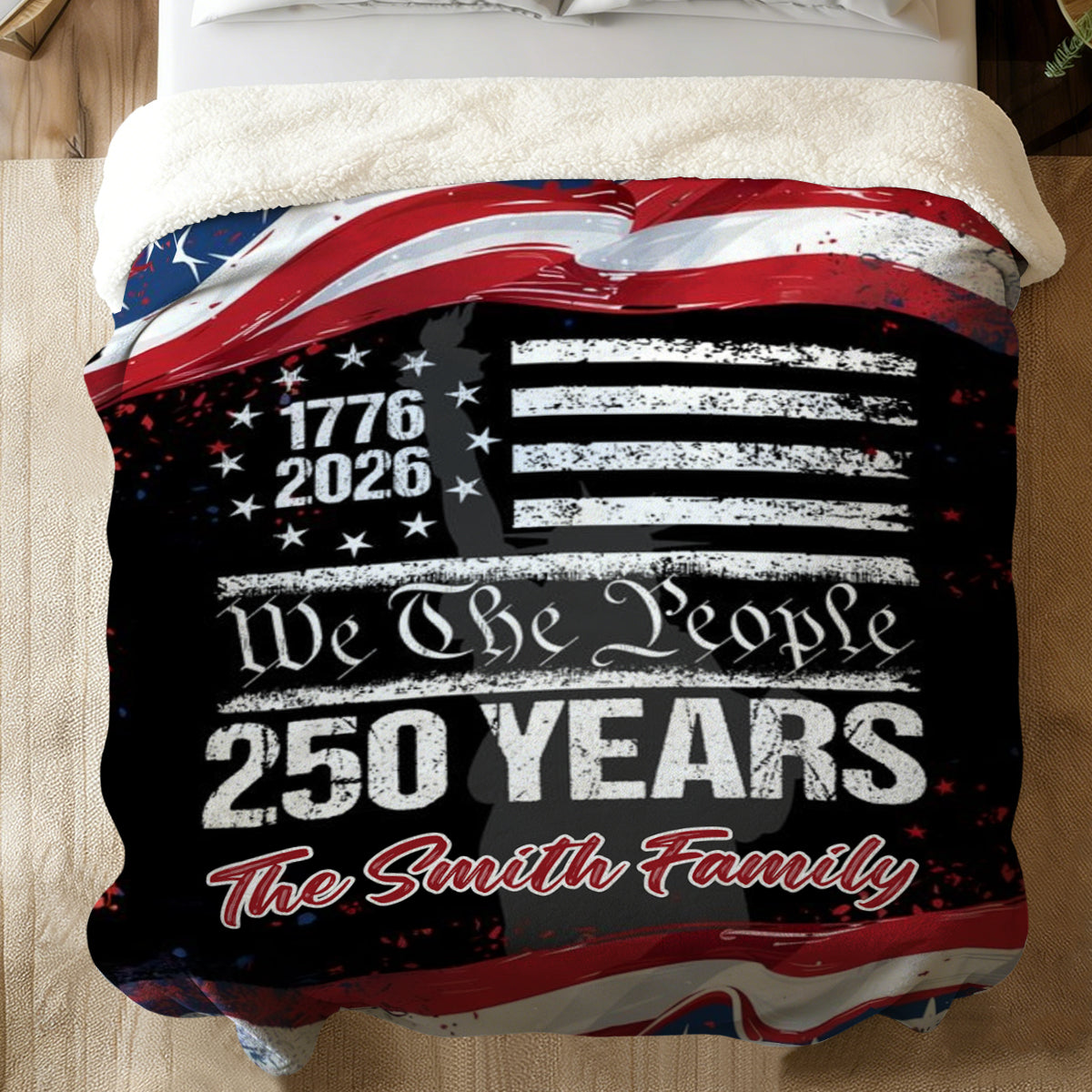 250 Years USA 250th Birthday 1776-2026 Personalized Blanket Gift for Family