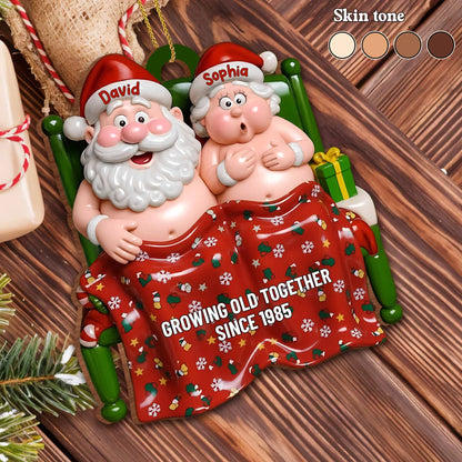 Growing Old Together Since, Personalized Custom Wood Ornament, Gift For Couples