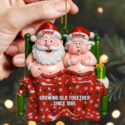 Growing Old Together Since, Personalized Custom Wood Ornament, Gift For Couples