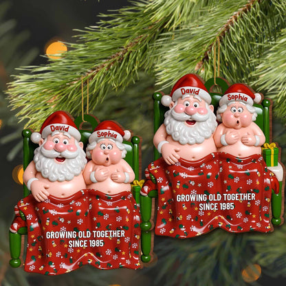 Growing Old Together Since, Personalized Custom Wood Ornament, Gift For Couples