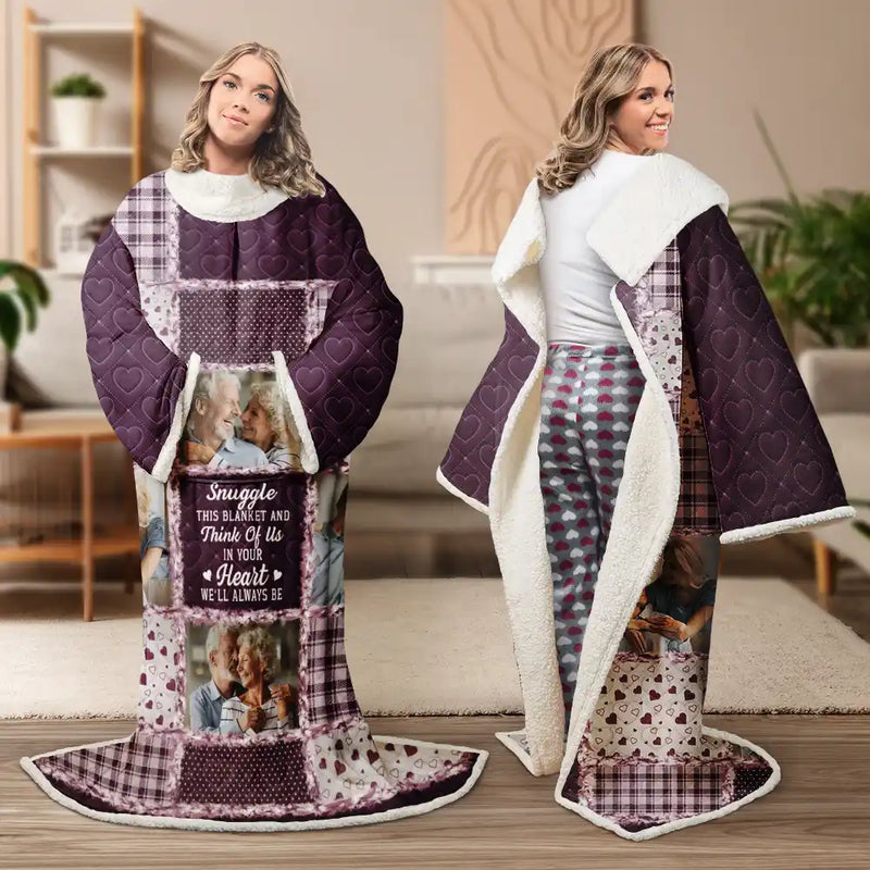 Custom Photo Memorial When You Really Miss Me Hug This Blanket  - Personalized Wearable Blanket With Sleeves -Perfect Gift for Christmas, Birthdays, Thanksgiving, or Mother’s/Father’s Day for Your Loved One