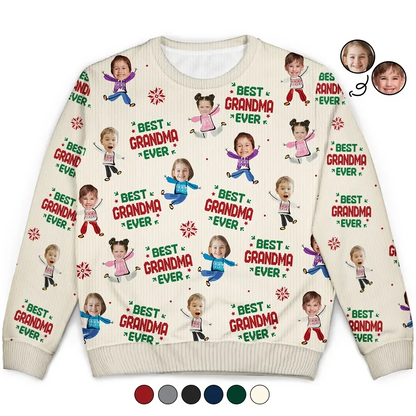 Custom Photo Best Dad Ever Funny Kids Christmas - Personalized Unisex Ugly Sweater