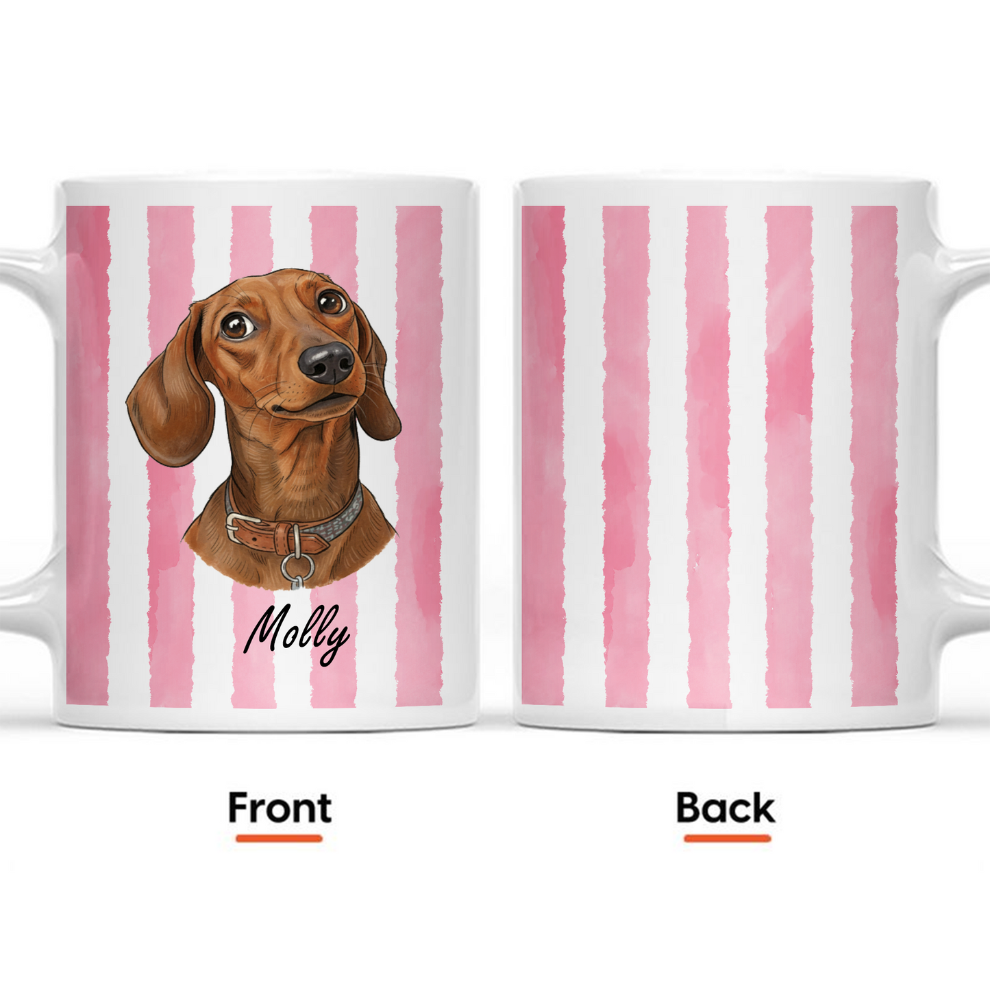 Custom Pet Portrait Striped Mug – Hand-Drawn Style 3D Print Ceramic Cup