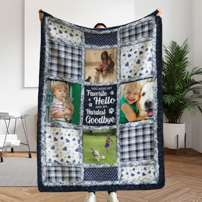 Custom Photo Blanket - Personalized Pet Christmas Memorial Sympathy Gifts For Dogs, Cats - Paws Leave Prints On Our Souls