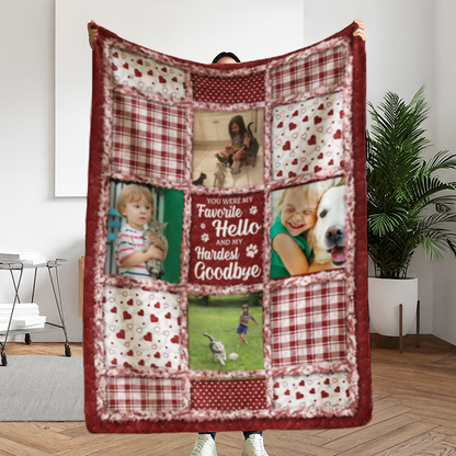 Custom Photo Blanket - Personalized Pet Christmas Memorial Sympathy Gifts For Dogs, Cats - Paws Leave Prints On Our Souls
