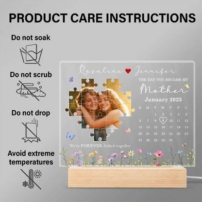 Custom Photo Calendar The Day You Became My Mother - Personalized 3D Led Light Wooden Base