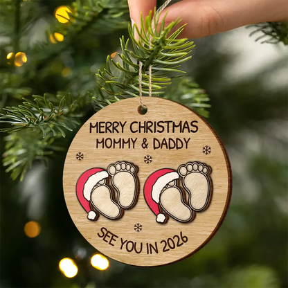 Baby Expecting See You In 2026 - Personalized 2-Layered Wooden Ornament