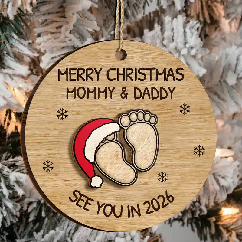 Baby Expecting See You In 2026 - Personalized 2-Layered Wooden Ornament