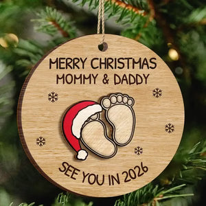 Baby Expecting See You In 2026 - Personalized 2-Layered Wooden Ornament