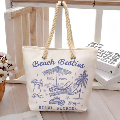 Beach Besties Girls Trip Summer Vacation Vacay Mode - Personalized Beach Bag