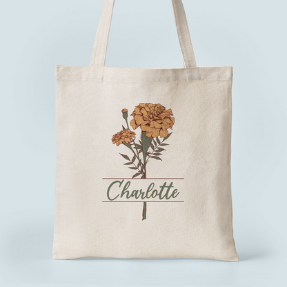 Personalized Birth Month Flower Personalized Tote Bag