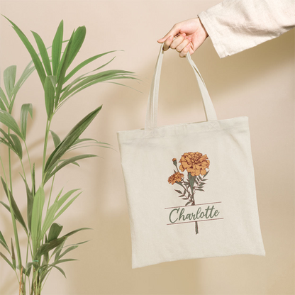 Personalized Birth Month Flower Personalized Tote Bag