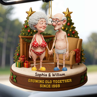 Growing Old Together, Elderly Couple Ornament, Gift for Grandparents