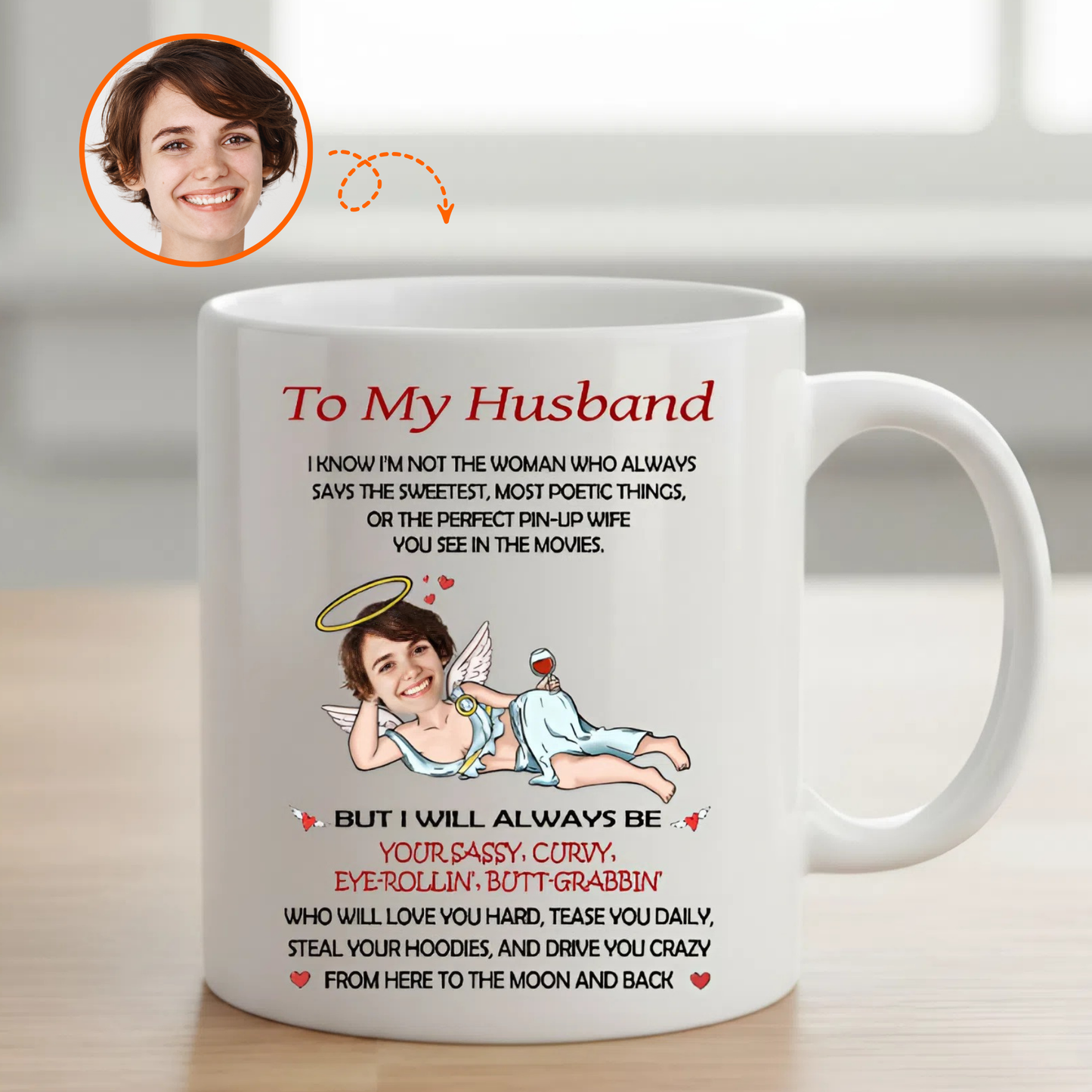 Personalized Drunk Cupid Mug – Custom Photo Funny And Romantic Gift for Husband