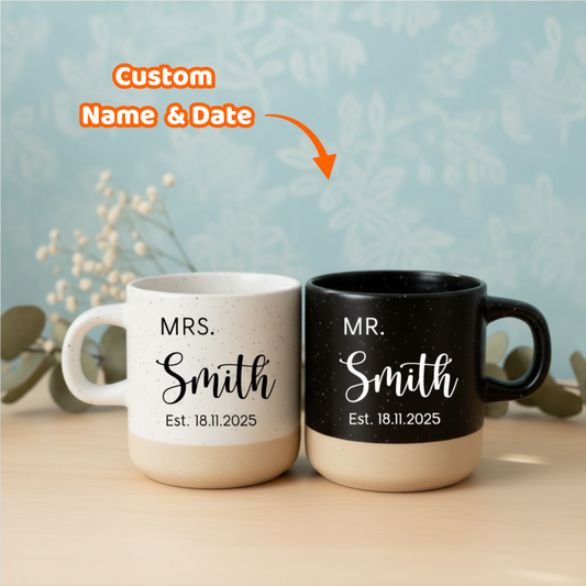 Custom Mr & Mrs Couple Name Mug - Personalized Elegant Gift for Couples