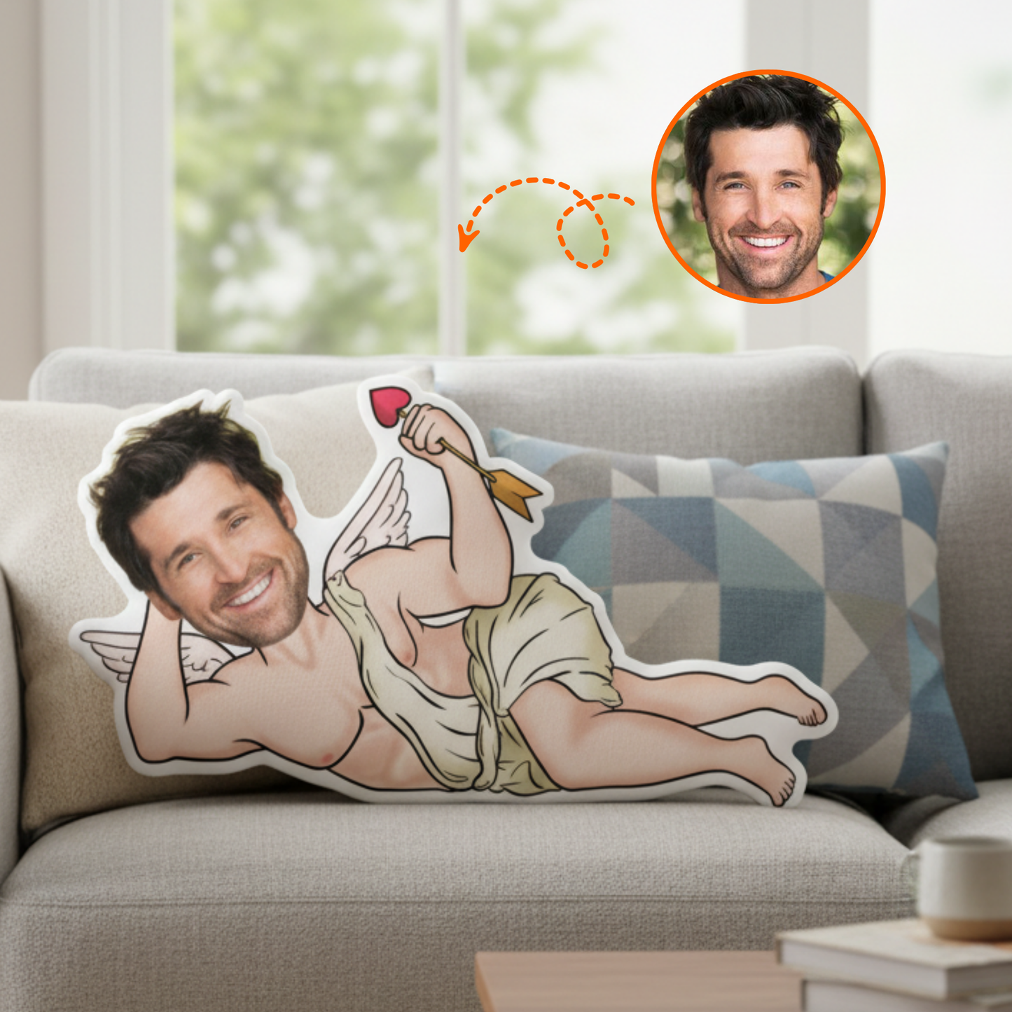 Hilarious Love Cupid Custom Shaped Pillow – Personalized Funny Photo Gift for Him