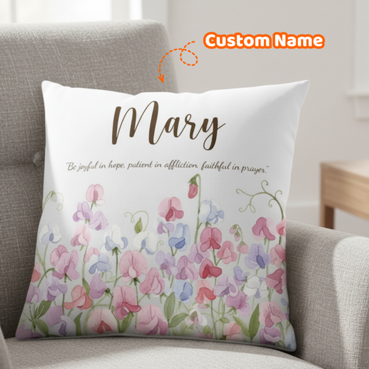 Custom Name With Birth Flower Pillow - Personalized Gift For Mom, Sister, Girlfriend