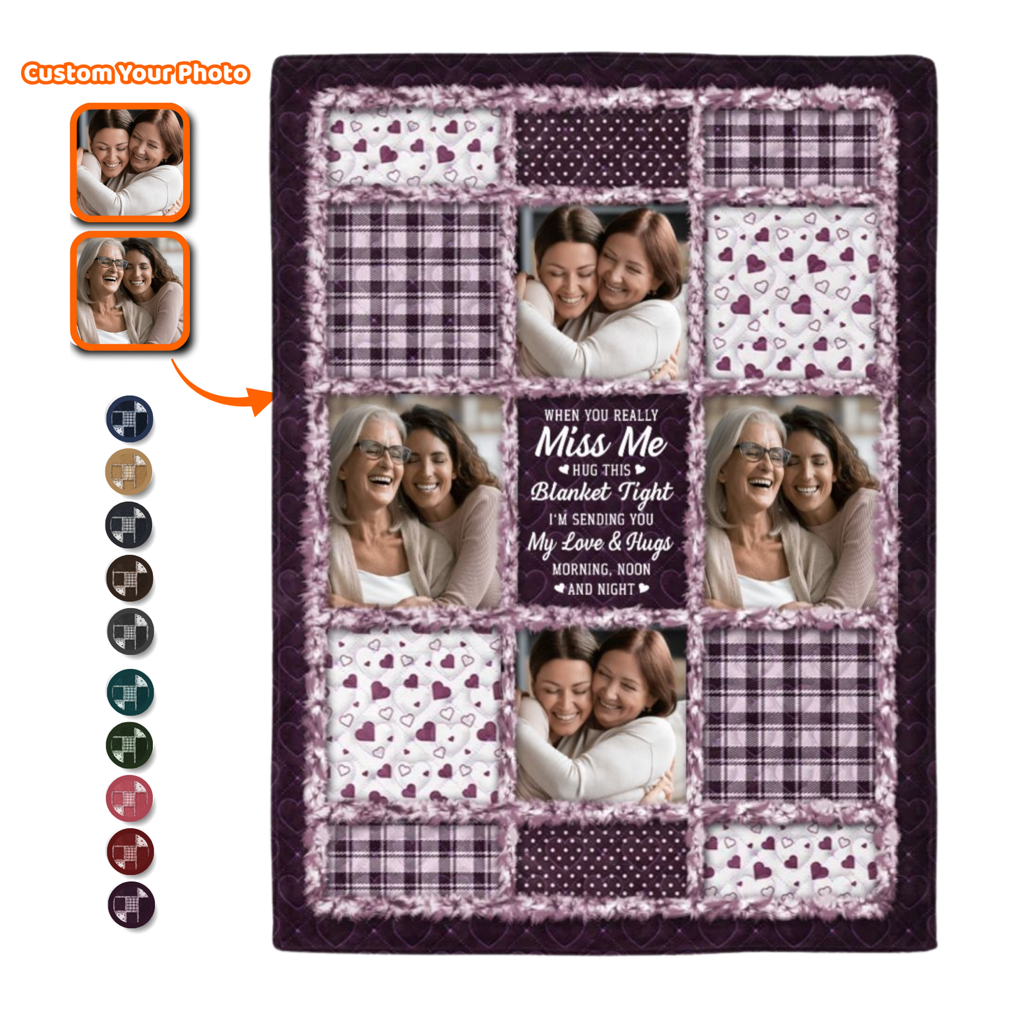 Custom Photo Memorial When You Really Miss Me Hug This Blanket - Personalized Fleece Blanket, Sherpa Blanket